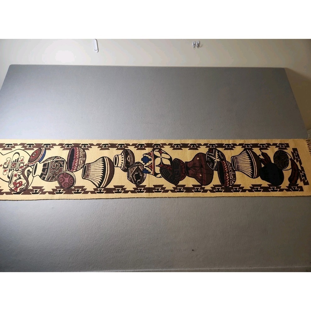 El Paso Saddle Blanket Co Westwrn Clay Pot Table Runner 6ft 1 Inch